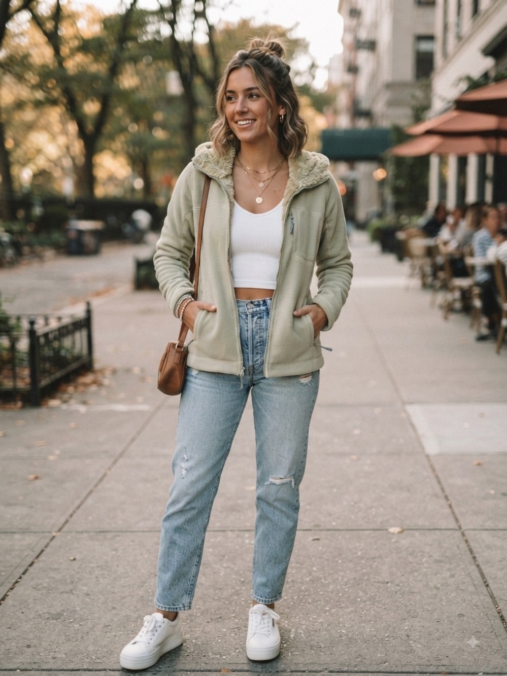 Athleta Cozy Sherpa-Lined Full Zip Fleece Jacket Sage Green Medium